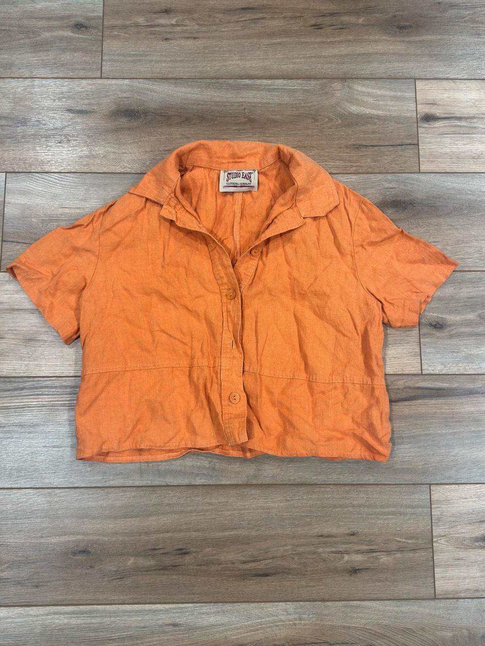 STUDIO EAST Vintage 90s Y2k 100% Linen Button-up Camp Shirt | Size XL